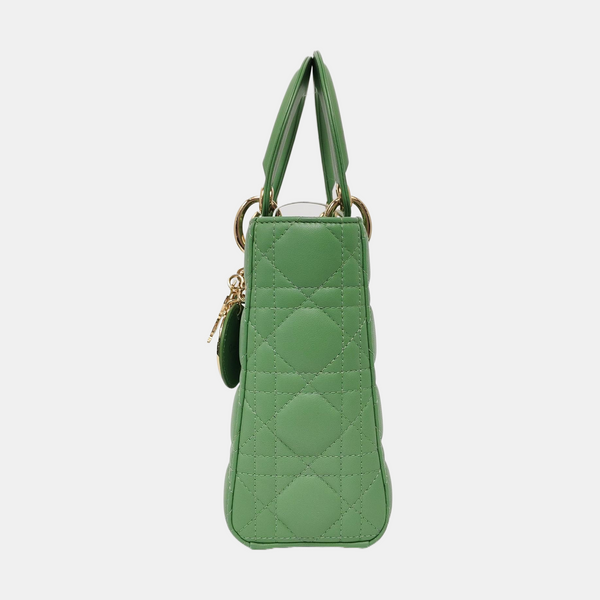 Authenticated pre-owned Lady Dior Small Lambskin Green - Shoulder Bag at Looply