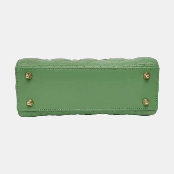 Authenticated pre-owned Lady Dior Small Lambskin Green - Shoulder Bag at Looply