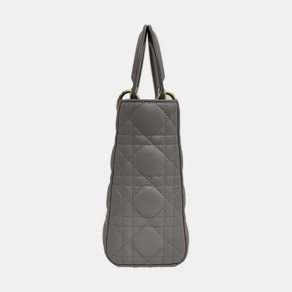 Authenticated pre-owned Lady Dior Small Lambskin Gray - Shoulder Bag at Looply