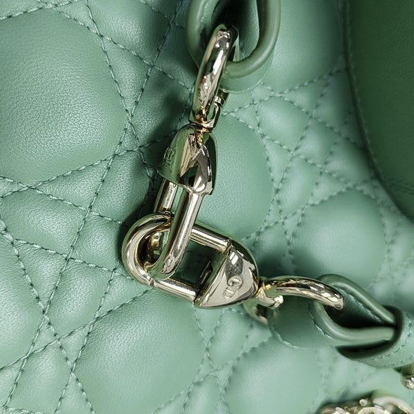 Authenticated pre-owned Lady Dior Small Lambskin Green - Shoulder Bag at Looply