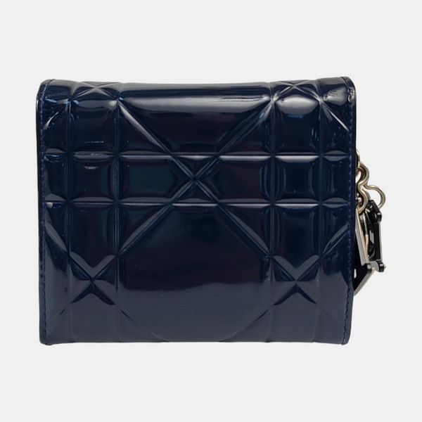 Authenticated pre-owned Lady Dior Patent Calfskin Blue Wallet - Wallet at Looply