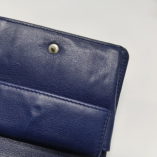 Authenticated pre-owned Lady Dior Patent Calfskin Blue Wallet - Wallet at Looply