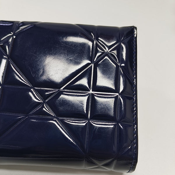 Authenticated pre-owned Lady Dior Patent Calfskin Blue Wallet - Wallet at Looply