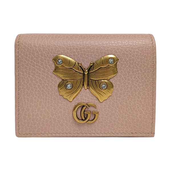 Authenticated pre-owned GG Marmont Calfskin Pink Card Holder - Card Holder at Looply