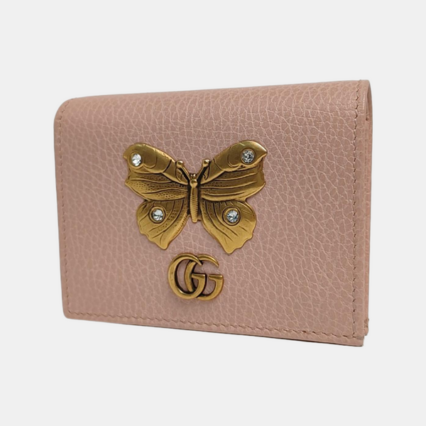 Authenticated pre-owned GG Marmont Calfskin Pink Card Holder - Card Holder at Looply
