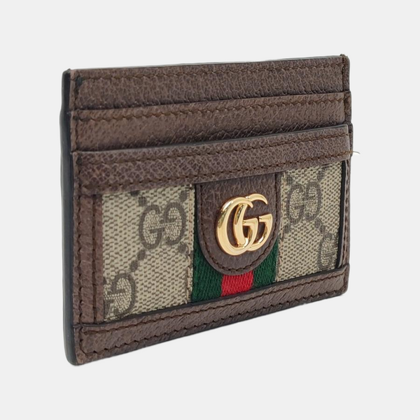 Authenticated pre-owned Ophidia Monogram Coated Canvas Beige Card Holder - Card Holder at Looply