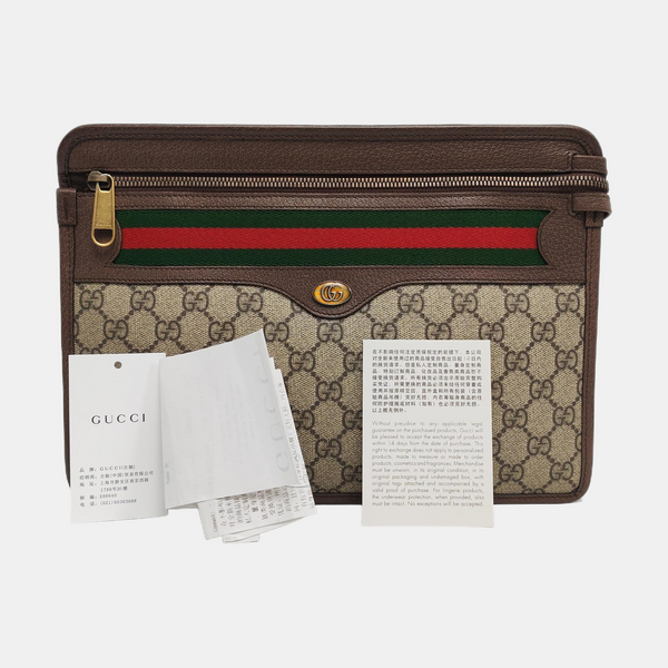 Authenticated pre-owned Ophidia Monogram Coated Canvas Beige - Clutch at Looply