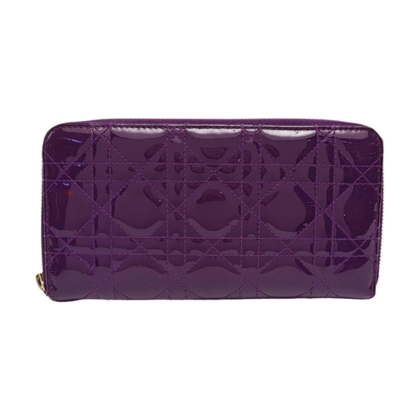 Authenticated pre-owned Lady Dior Patent Leather Purple Wallet - Wallet at Looply