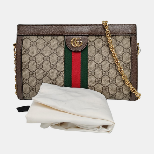 Authenticated pre-owned Ophidia Small Monogram Coated Canvas Beige - Shoulder Bag at Looply