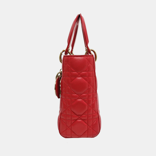 Authenticated pre-owned Lady Dior Lambskin Red - Shoulder Bag at Looply