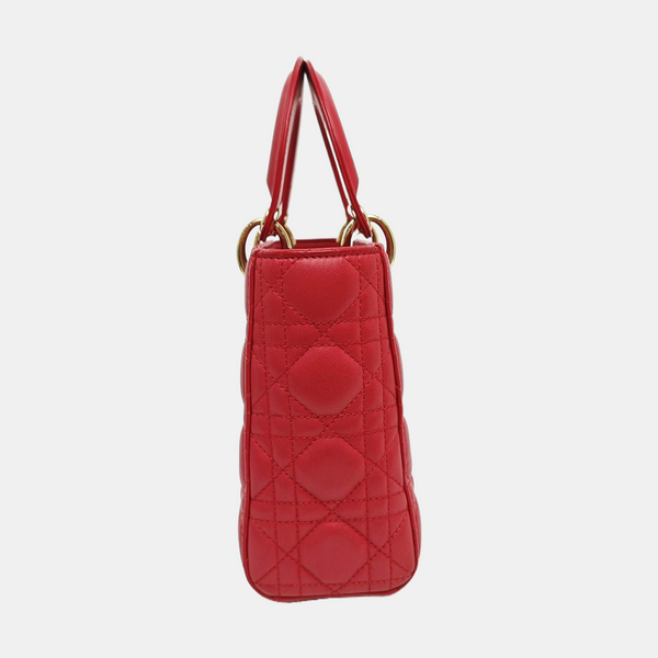 Authenticated pre-owned Lady Dior Lambskin Red - Shoulder Bag at Looply
