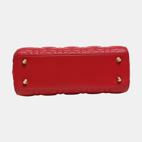Authenticated pre-owned Lady Dior Lambskin Red - Shoulder Bag at Looply