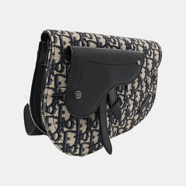 Authenticated pre-owned Saddle Oblique Canvas Blue - Crossbody Bag at Looply