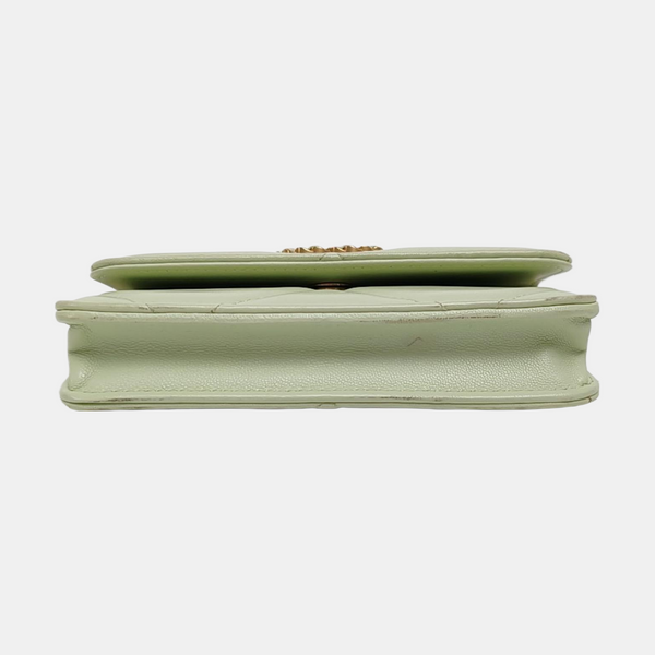 Authenticated pre-owned Chanel 19 Quilted Lambskin Green - Shoulder Bag at Looply