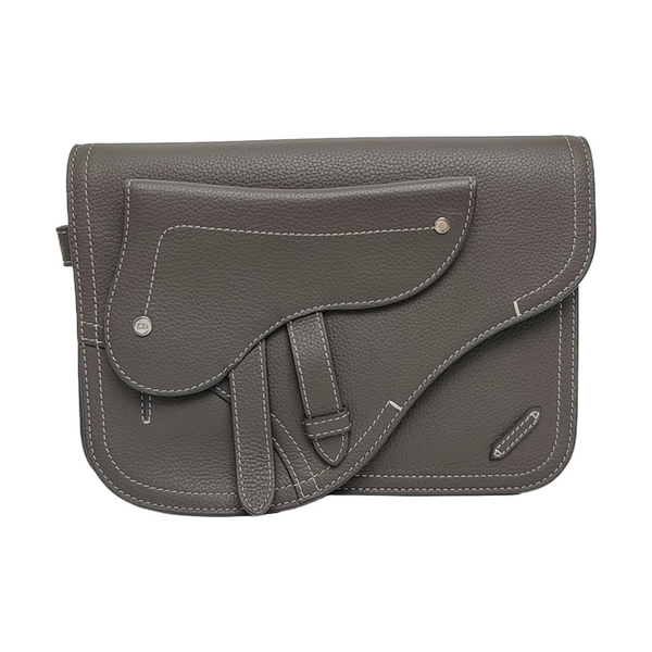 Authenticated pre-owned Saddle Leather Gray - Clutch at Looply