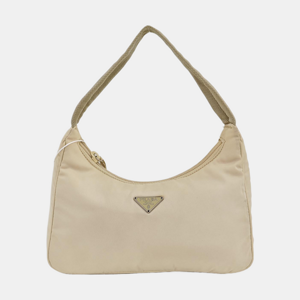 Authenticated pre-owned Re-edition2000 Mini Nylon Beige - Top Handle Bag at Looply