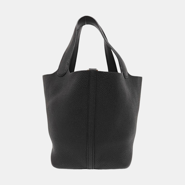 Authenticated pre-owned Picotin Lock 22 Clemence Black - Top Handle Bag at Looply