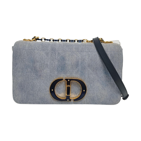 Authenticated pre-owned Dior Caro Medium Quilted Denim Blue - Shoulder Bag at Looply
