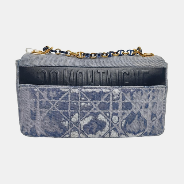 Authenticated pre-owned Dior Caro Medium Quilted Denim Blue - Shoulder Bag at Looply