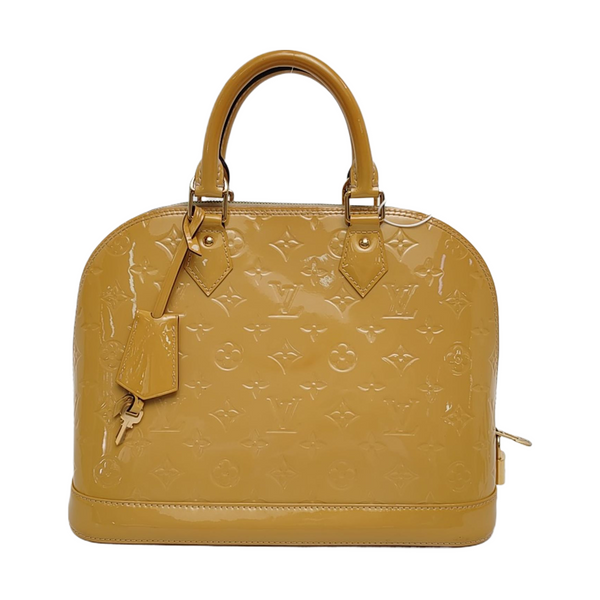 Authenticated pre-owned Alma PM Monogram Patent Leather Yellow - Top Handle Bag at Looply