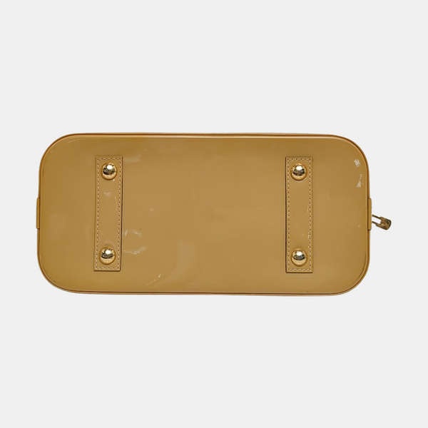 Authenticated pre-owned Alma PM Monogram Patent Leather Yellow - Top Handle Bag at Looply