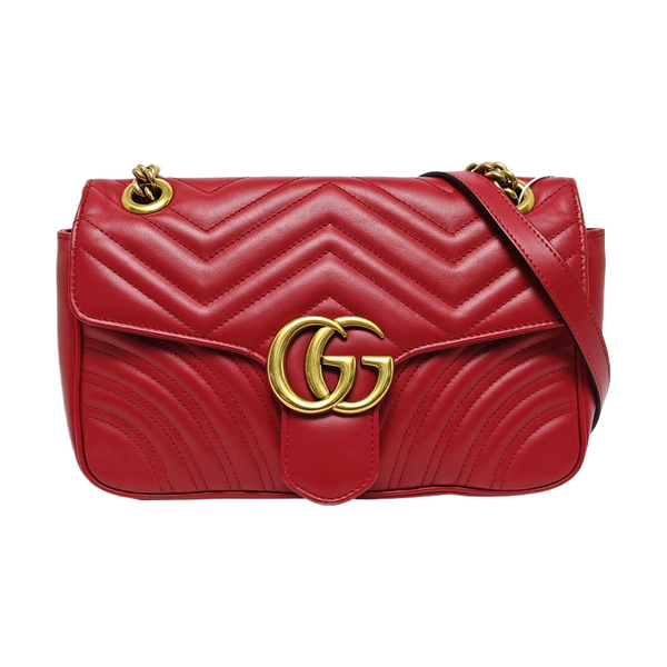 Authenticated pre-owned GG Marmont Medium Calfskin Red - Crossbody Bag at Looply