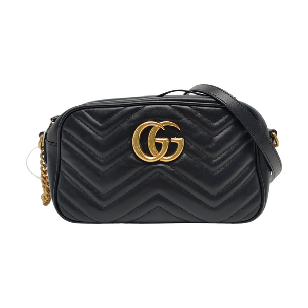 Authenticated pre-owned GG Marmont Small Calfskin Black - Shoulder Bag at Looply
