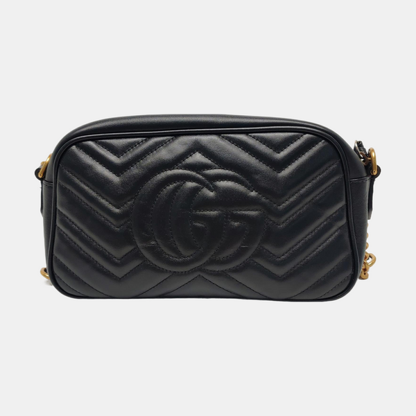 Authenticated pre-owned GG Marmont Small Calfskin Black - Shoulder Bag at Looply