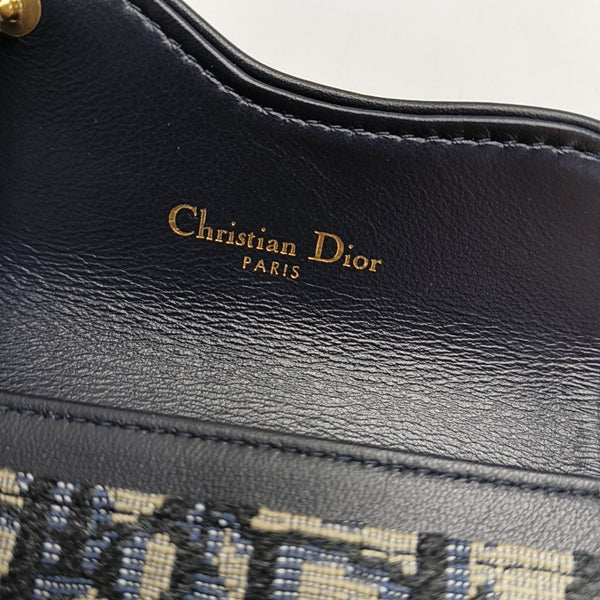 Authenticated pre-owned Saddle Oblique Fabric Blue Card Holder - Card Holder at Looply