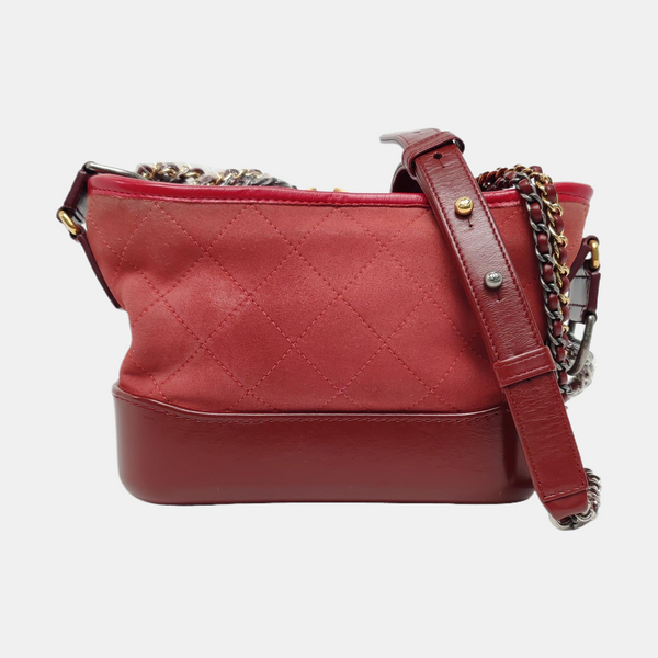 Authenticated pre-owned Gabrielle Small Quilted Suede Red - Shoulder Bag at Looply