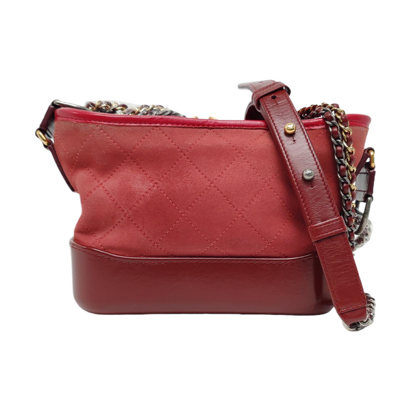 Authenticated pre-owned Gabrielle Small Quilted Suede Red - Shoulder Bag at Looply