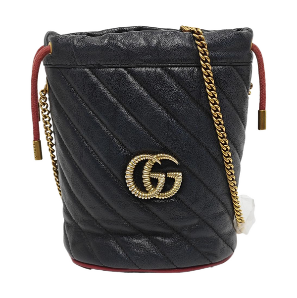 Authenticated pre-owned GG Marmont Mini Calfskin Black - Shoulder Bag at Looply
