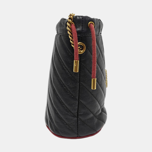 Authenticated pre-owned GG Marmont Mini Calfskin Black - Shoulder Bag at Looply