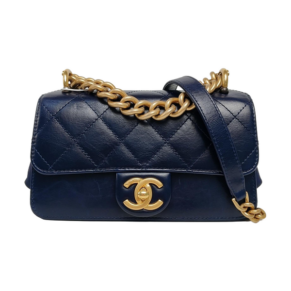 Authenticated pre-owned Classic Flap Quilted Calfskin Blue - Shoulder Bag at Looply