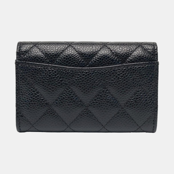Authenticated pre-owned Classic Flap Quilted Grained Calfskin Black Wallet - Wallet at Looply