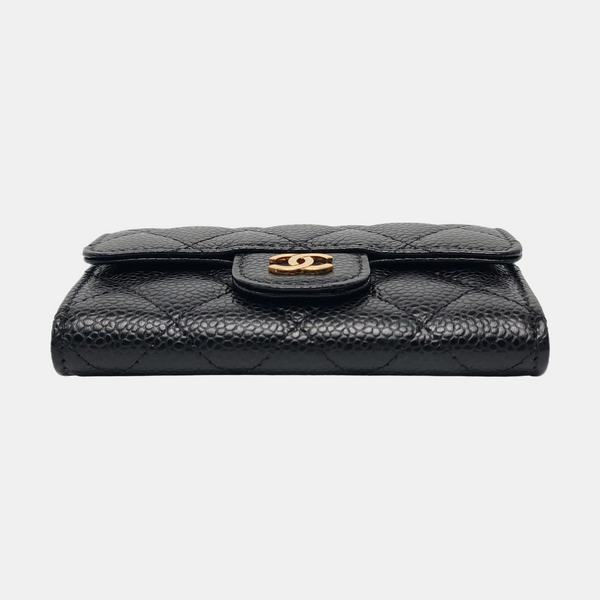 Authenticated pre-owned Classic Flap Quilted Grained Calfskin Black Wallet - Wallet at Looply