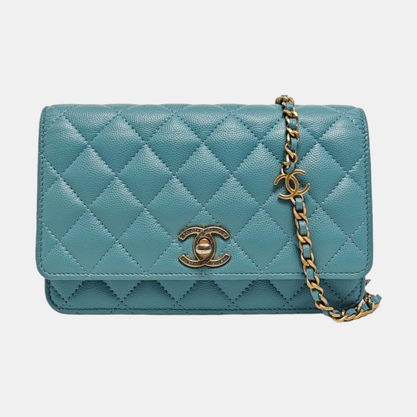Authenticated pre-owned Classic Flap Grained Calfskin Blue - Shoulder Bag at Looply