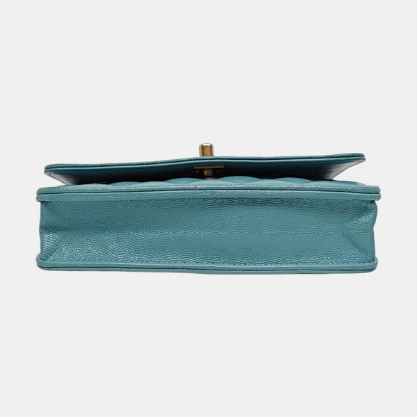 Authenticated pre-owned Classic Flap Grained Calfskin Blue - Shoulder Bag at Looply