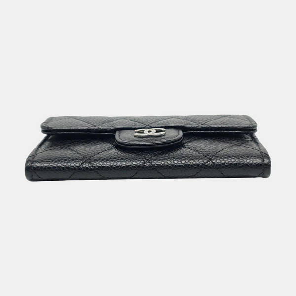 Authenticated pre-owned Classic Flap Quilted Grained Calfskin Black Card Holder - Handbags at Looply