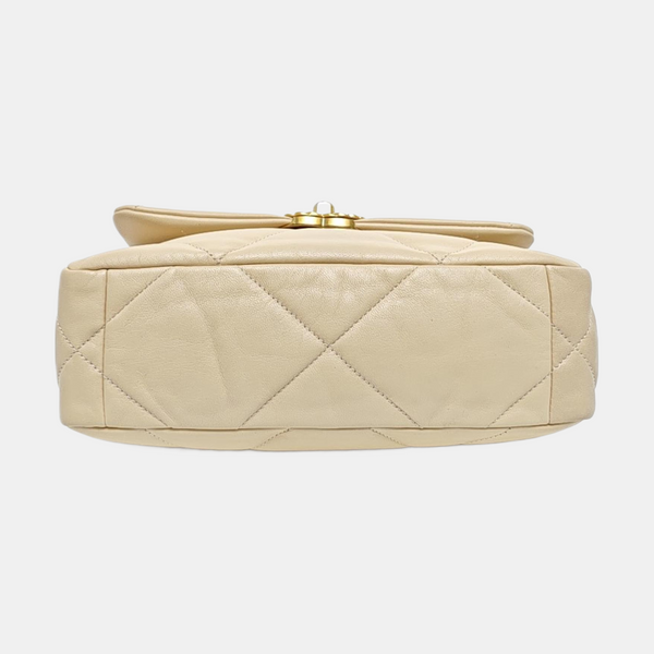 Authenticated pre-owned Chanel 19 Small Quilted Lambskin Beige - Shoulder Bag at Looply