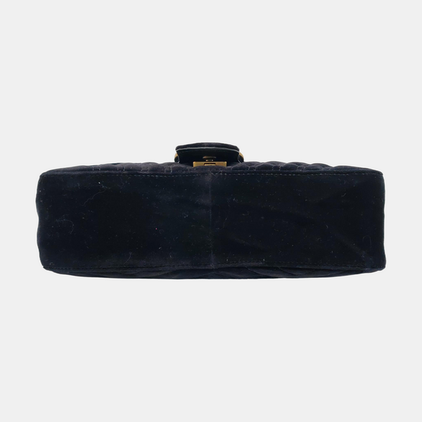 Authenticated pre-owned GG Marmont Medium Velvet Black - Shoulder Bag at Looply