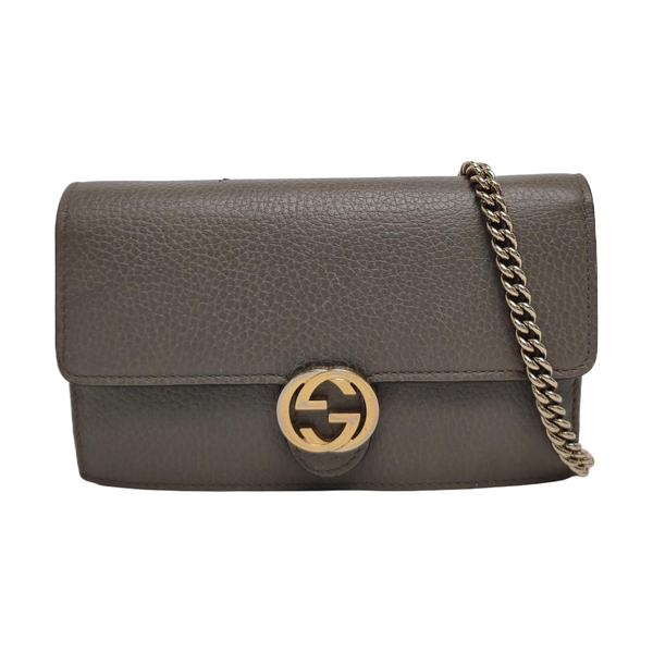 Authenticated pre-owned Interlocking G Calfskin Gray - Shoulder Bag at Looply
