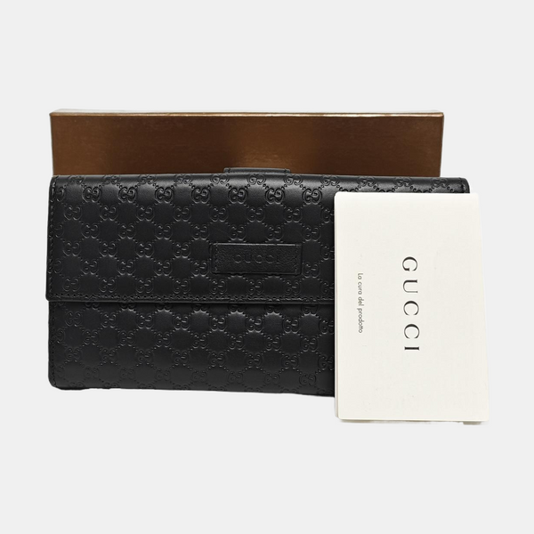 Authenticated pre-owned Microguccissima Monogram Calfskin Black Wallet - Wallet at Looply