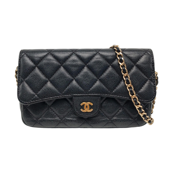 Authenticated pre-owned Classic Flap Quilted Grained Calfskin Black - Shoulder Bag at Looply