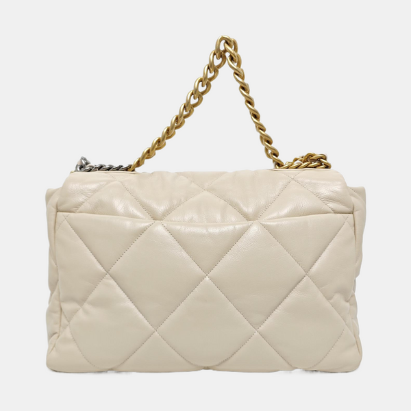 Authenticated pre-owned Chanel 19 Maxi Quilted Lambskin Beige - Shoulder Bag at Looply