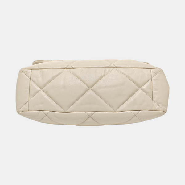 Authenticated pre-owned Chanel 19 Maxi Quilted Lambskin Beige - Shoulder Bag at Looply