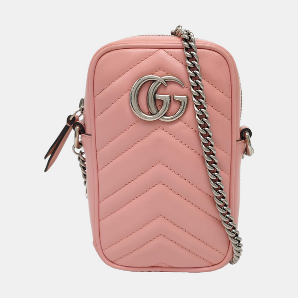 Authenticated pre-owned GG Marmont Mini Calfskin Pink - Shoulder Bag at Looply