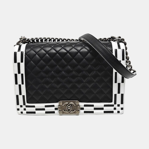 Authenticated pre-owned Boy Chanel Large Quilted Calfskin Black - Crossbody Bag at Looply