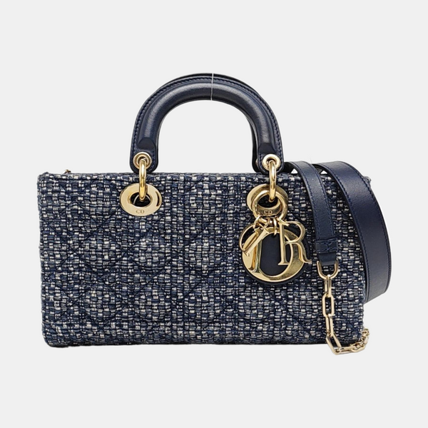 Authenticated pre-owned Lady D-Joy Medium Fabric Blue - Shoulder Bag at Looply