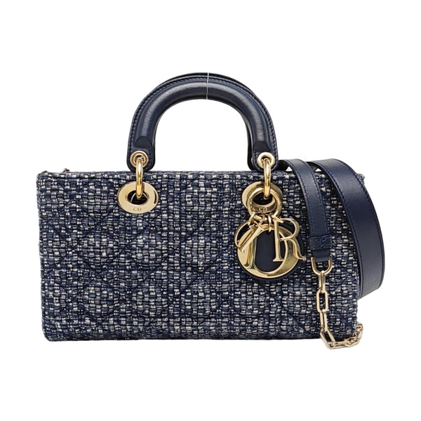Authenticated pre-owned Lady D-Joy Medium Fabric Blue - Shoulder Bag at Looply